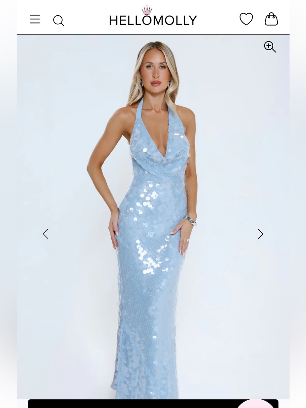 Hello Molly Pale Blue Sequin Halter Maxi Dress